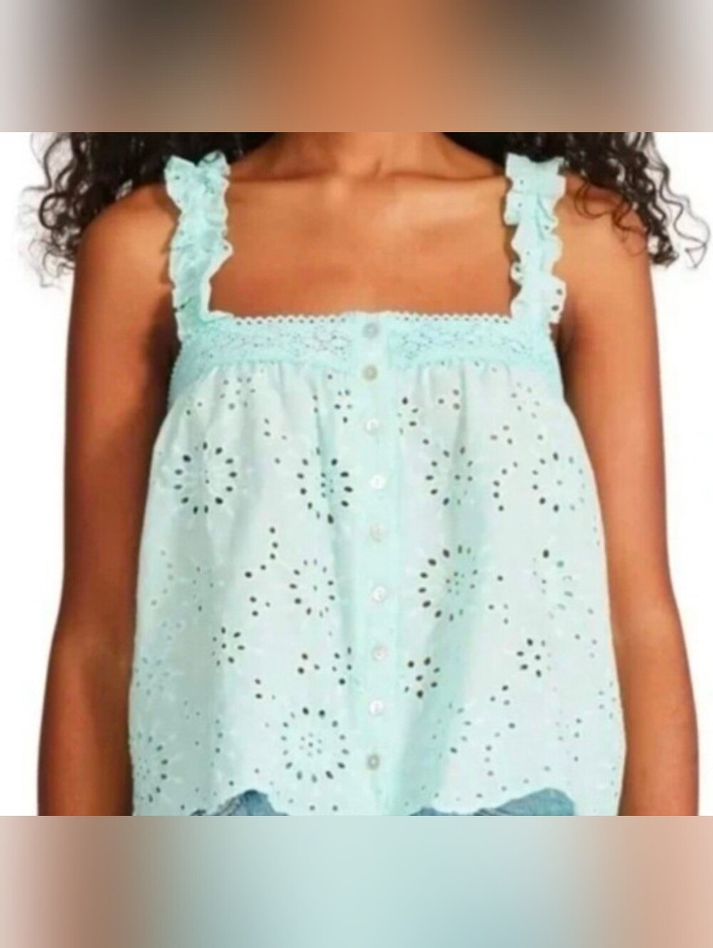 BB Dakota by Steve Madden White Eyelet Button-Front Camisole